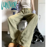 Lunivop Womens Jeans High Waist Vintage Straight Y2K 2024 Summer Classic Denim Pants Streetwear